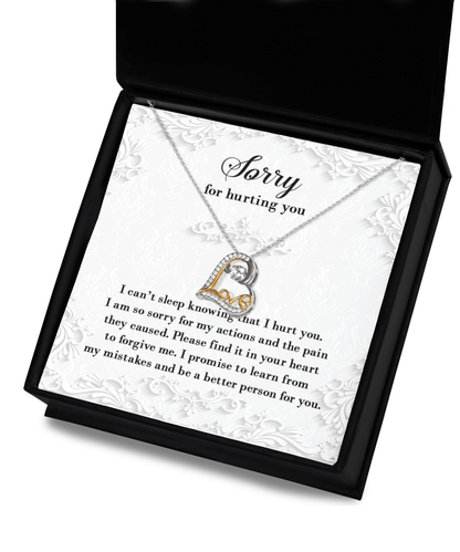 Apology Gift for Girlfriend, Wife, Soulmate - Sorry, Can’t Sleep - Love Dancing Heart Pendant Necklace - Mallard Moon Gift Shop