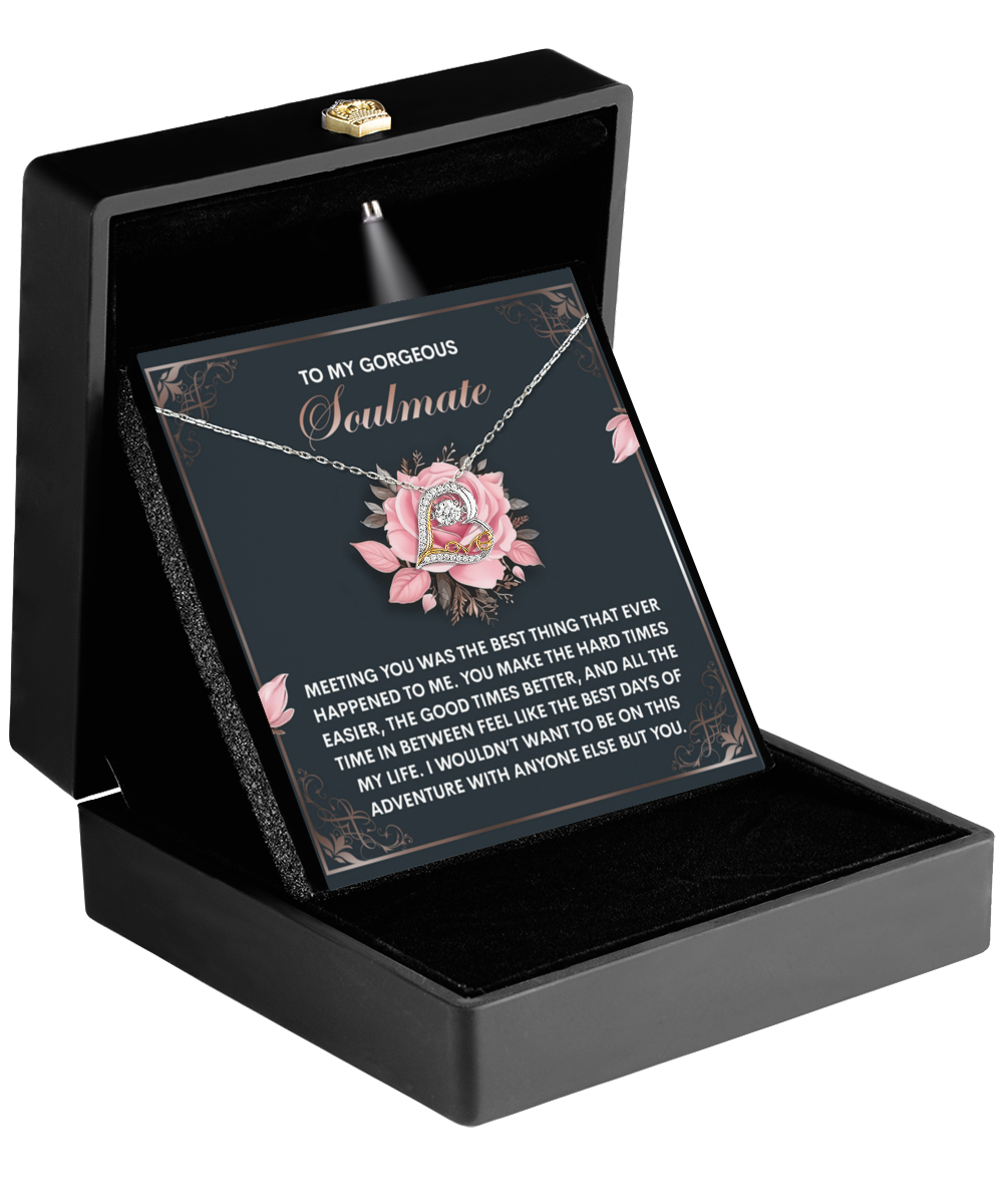 To My Gorgeous Soulmate - Love Dancing Heart Necklace – A Romantic Valentine’s Gift to Celebrate Your Beautiful Journey Together - Mallard Moon Gift Shop