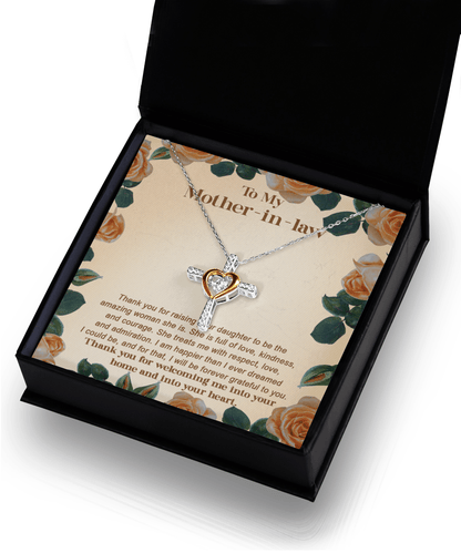 Gift for Mother-in-Law Thank You for Raising an Amazing Woman Cross Pendant Necklace - Mallard Moon Gift Shop