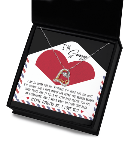 Apology Gift for Girlfriend, Wife, Soulmate - Sorry, Behind Your Tears - Love Dancing Heart Pendant Necklace - Mallard Moon Gift Shop