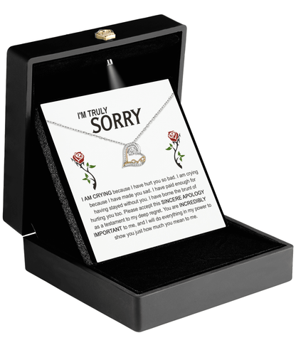 Apology Gift for Girlfriend, Wife, Soulmate - Sorry, Made You Sad - Love Dancing Heart Pendant Necklace - Mallard Moon Gift Shop