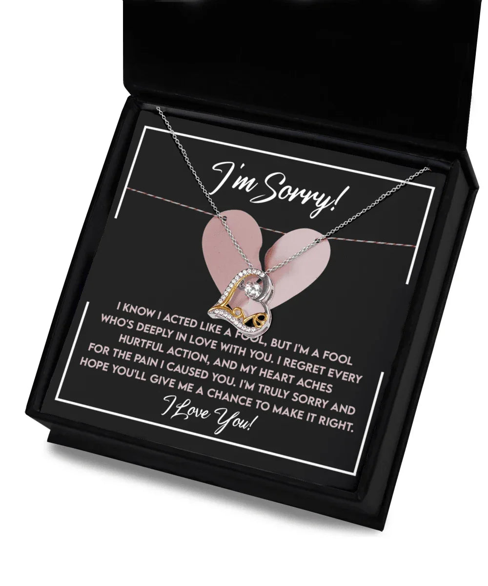 Apology Gift for Girlfriend, Wife, Soulmate - Sorry, Deeply In Love - Love Dancing Heart Pendant Necklace