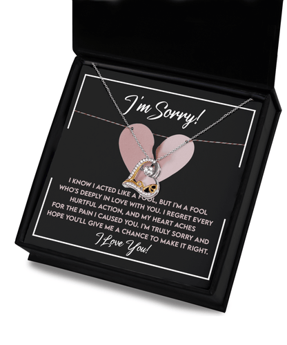 Apology Gift for Girlfriend, Wife, Soulmate - Sorry, Deeply In Love - Love Dancing Heart Pendant Necklace - Mallard Moon Gift Shop