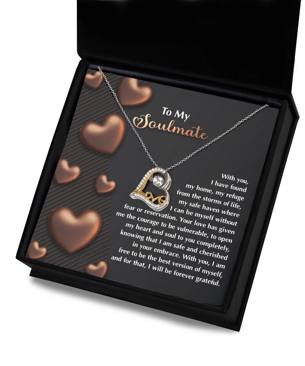 To My Soulmate - Love Dancing Heart Necklace – A Heartfelt Valentine’s Day Gift for Your Safe Haven and Forever Love
