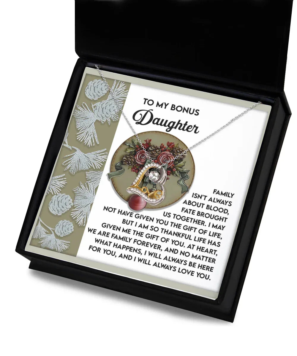 Gift for Bonus Daughter - Gift Of You - Love Dancing Heart Pendant Necklace