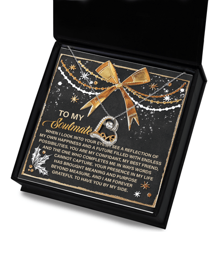 To My Soulmate Forever Grateful By My Side Christmas Anniversary Heart Pendant Necklace for Wife Girlfriend Jewelry - Mallard Moon Gift Shop
