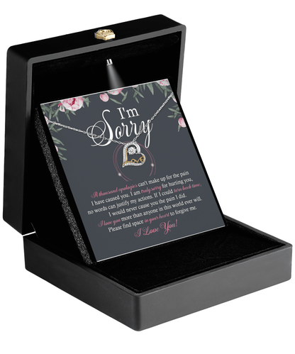 Apology Gift for Girlfriend, Wife, Soulmate - Sorry, World Ever Will - Love Dancing Heart Pendant Necklace - Mallard Moon Gift Shop
