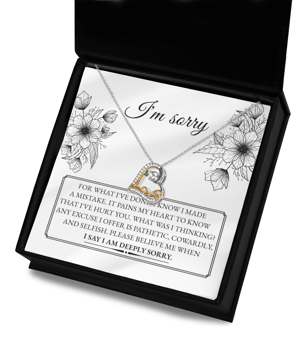 Apology Gift for Girlfriend, Wife, Soulmate - Sorry, Made A Mistake - Love Dancing Heart Pendant Necklace - Mallard Moon Gift Shop