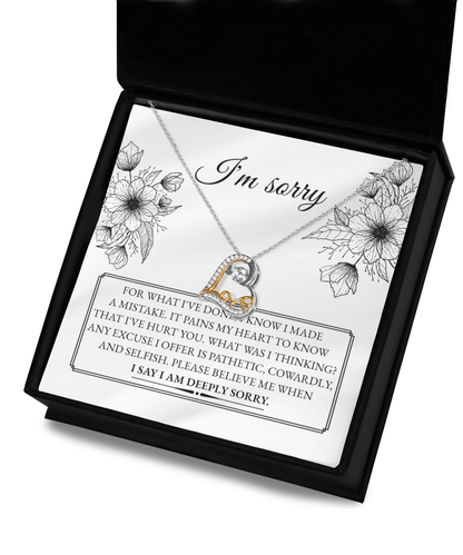 Apology Gift for Girlfriend, Wife, Soulmate - Sorry, Made A Mistake - Love Dancing Heart Pendant Necklace - Mallard Moon Gift Shop