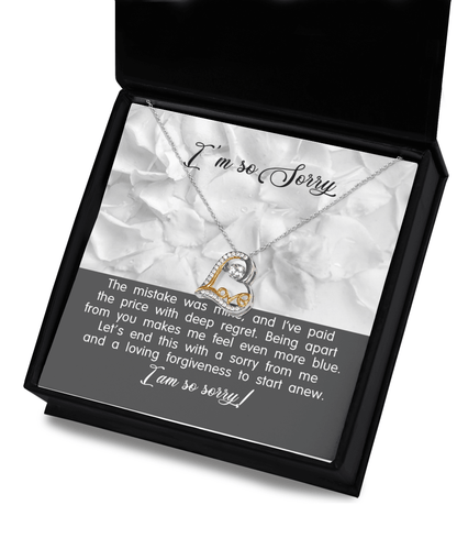 Apology Gift for Girlfriend, Wife, Soulmate - Sorry, With Deep Regret - Love Dancing Heart Pendant Necklace - Mallard Moon Gift Shop