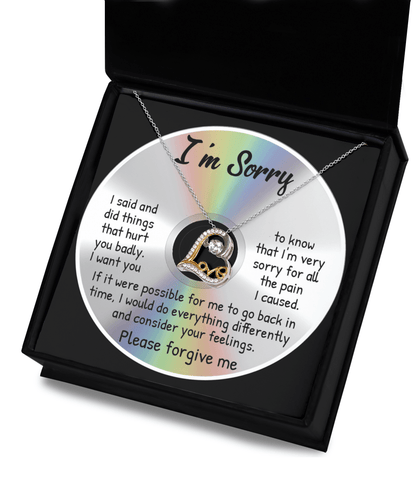 Apology Gift for Girlfriend, Wife, Soulmate - Sorry, Back In Time - Love Dancing Heart Pendant Necklace - Mallard Moon Gift Shop