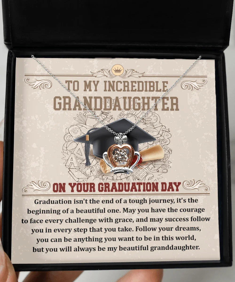 Granddaughter Graduation Gift Follow Your Dreams Crown Pendant Necklace