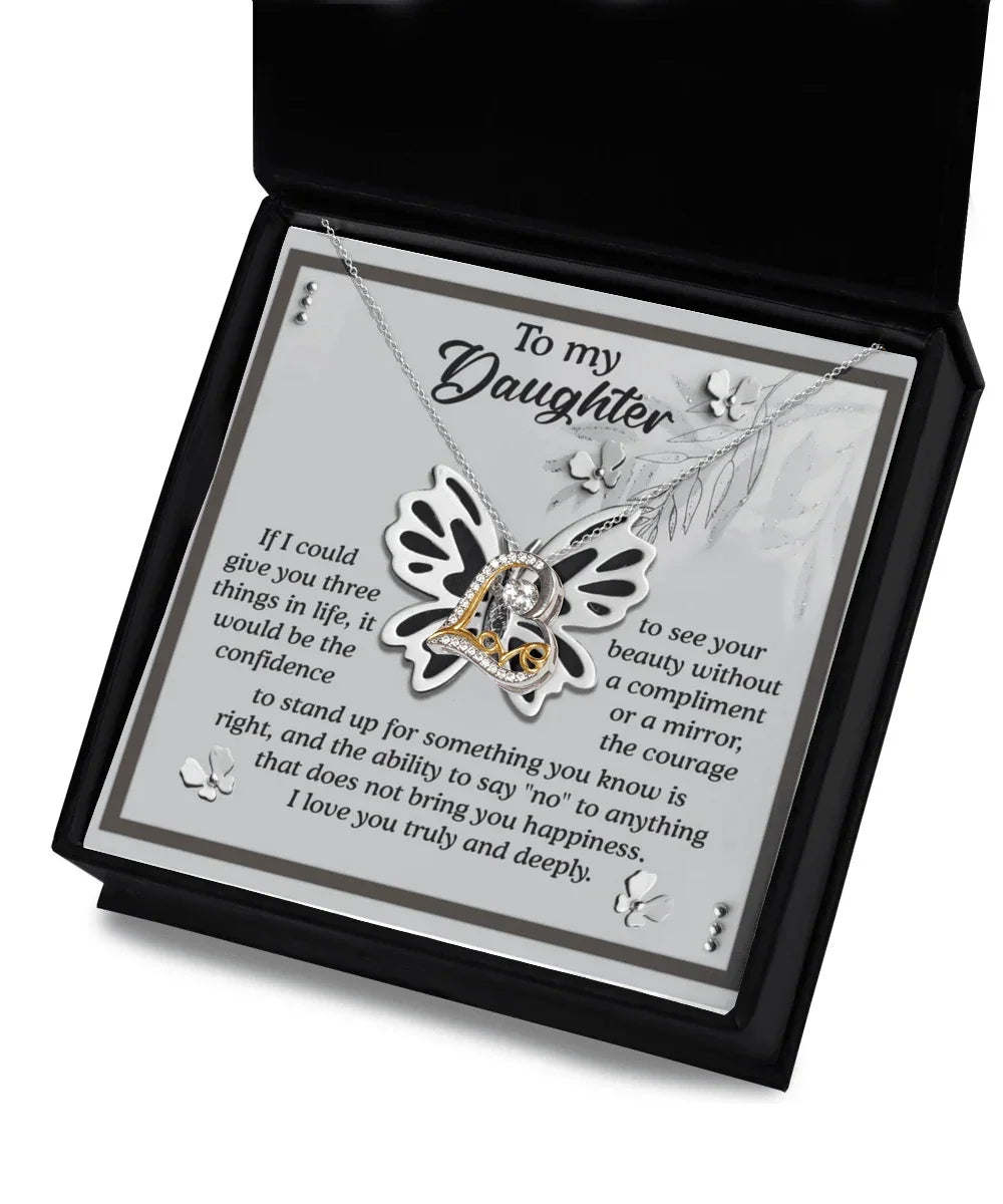 Daughter Birthday, Graduation, Christmas Inspirational Gift - See Your Beauty - Love Dancing Heart Pendant Necklace