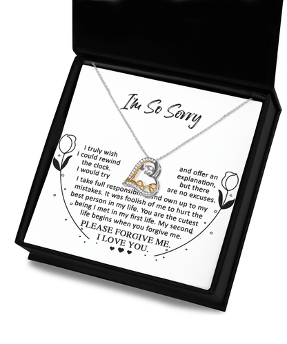 Apology Gift for Girlfriend, Wife, Soulmate - Sorry, My First Life - Love Dancing Heart Pendant Necklace - Mallard Moon Gift Shop