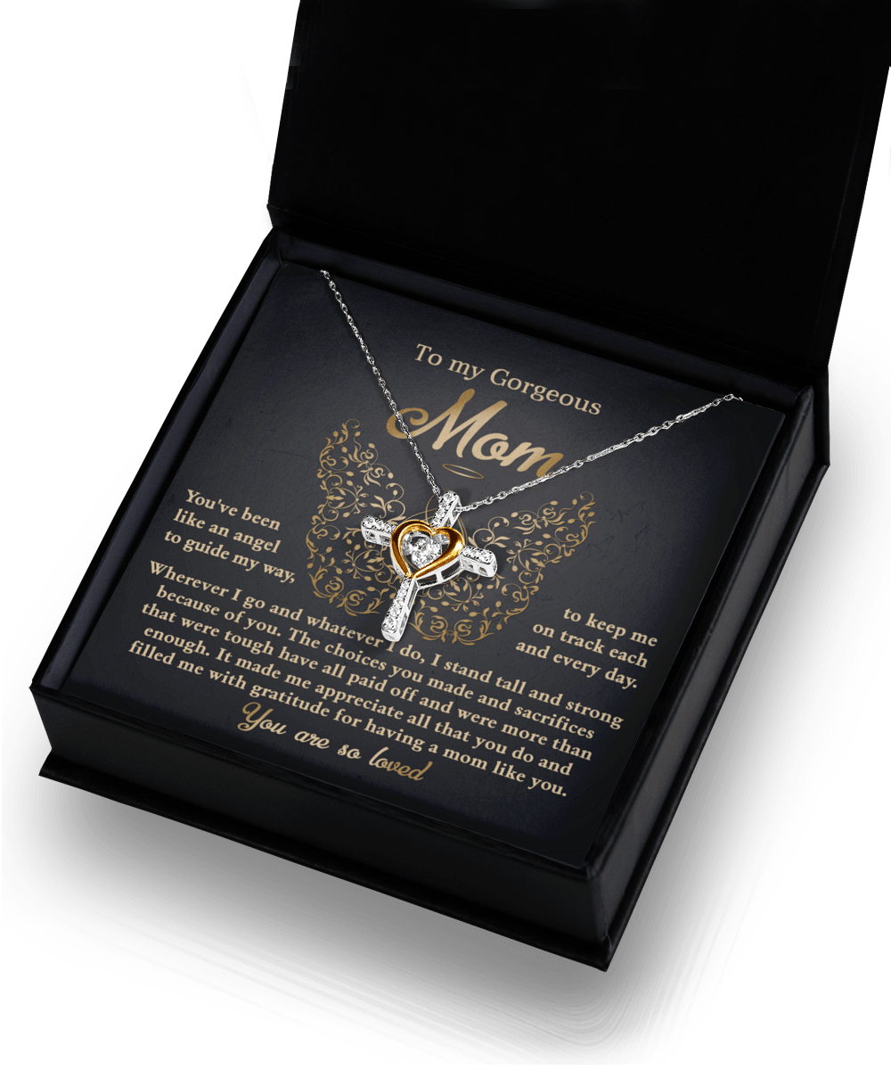 To My Mom You Are Like An Angel To Guide My Way Cross Pendant Necklace - Mallard Moon Gift Shop