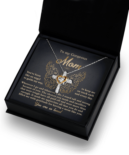 To My Mom You Are Like An Angel To Guide My Way Cross Pendant Necklace - Mallard Moon Gift Shop