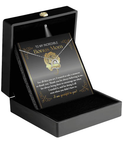 To My Incredible Bonus Mom Thank You for Believing in Me Love Heart Pendant Necklace - Mallard Moon Gift Shop