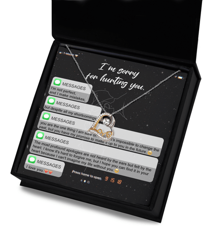 Apology Gift for Girlfriend, Wife, Soulmate - Sorry, Away from You - Love Heart Pendant Necklace - Mallard Moon Gift Shop