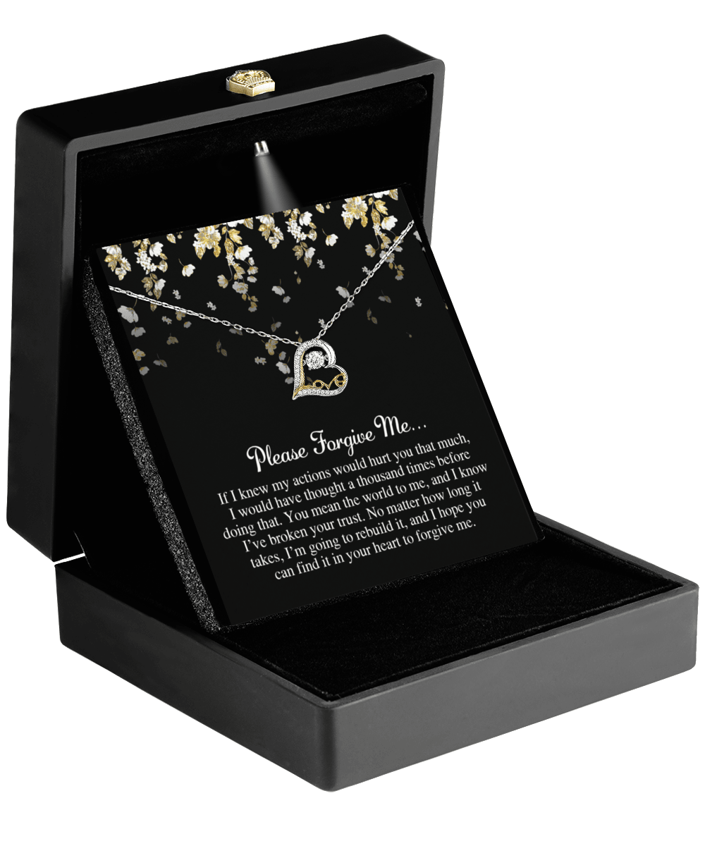 Apology Gift for Girlfriend, Wife, Soulmate - Sorry, Broken Your Trust - Love Dancing Heart Pendant Necklace - Mallard Moon Gift Shop