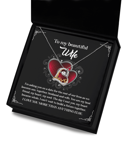 Wife Wedding Day We Become One Together Love Dancing Heart Pendant Necklace Gift for Bride from Groom - Mallard Moon Gift Shop