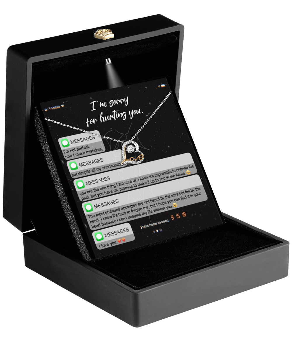 Apology Gift for Girlfriend, Wife, Soulmate - Sorry, Away from You - Love Heart Pendant Necklace - Mallard Moon Gift Shop