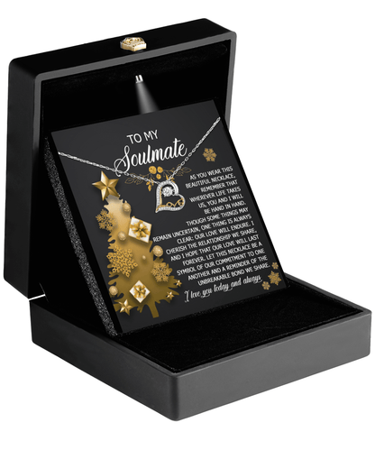 To My Soulmate Our Love Will Last Forever Romantic Christmas Anniversary Heart Pendant Necklace for Wife Girlfriend Jewelry - Mallard Moon Gift Shop