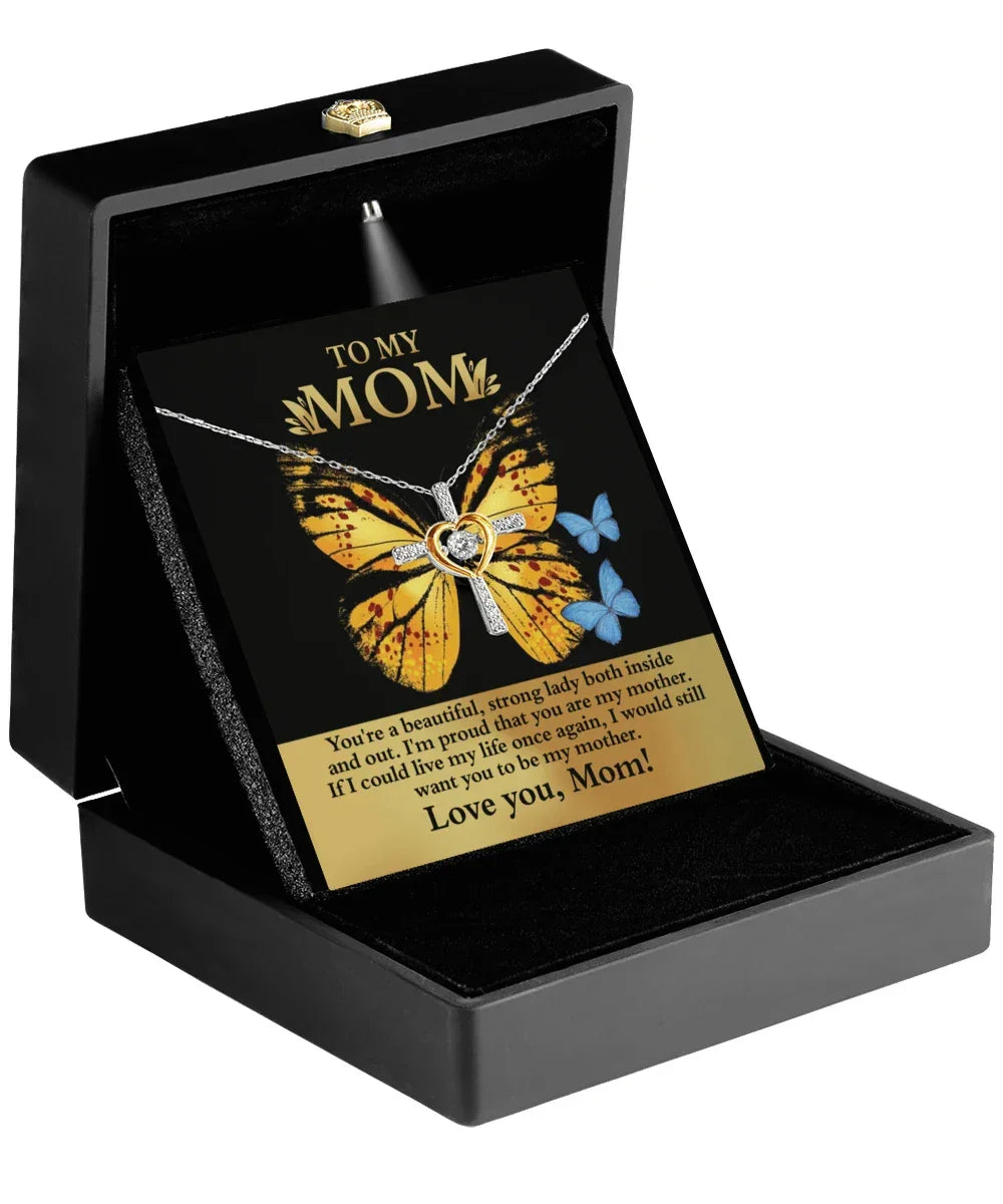 Gift for Mom You are a Strong Lady, I'm Proud of You Cross Pendant Necklace