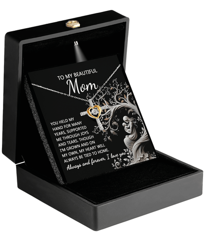 To My Beautiful Mom My Heart Will Always Be Tied to Home Cross Pendant Necklace - Mallard Moon Gift Shop