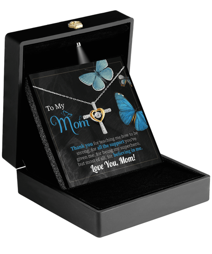 To My Mom Thank you for Believing In Me Cross Pendant Necklace Gift for Mother's Day Birthday - Mallard Moon Gift Shop