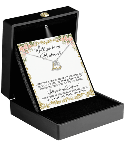 Bridesmaid Proposal Gift Keep The Tradition Alive -Love Dancing Heart Pendant Necklace Be My Bridesmaid Wedding Gift from Bride - Mallard Moon Gift Shop