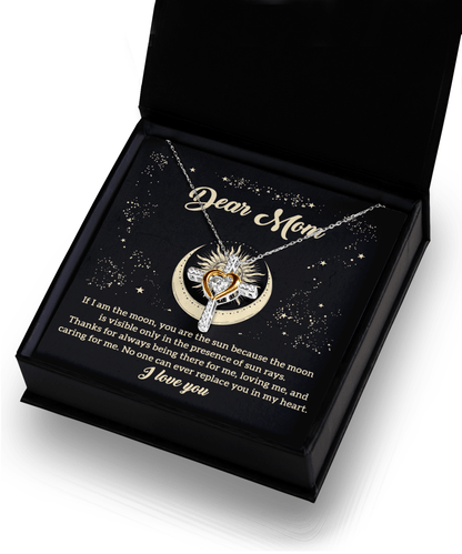 To My Mom If I am the Moon, You are the Sun Cross Pendant Necklace - Mallard Moon Gift Shop