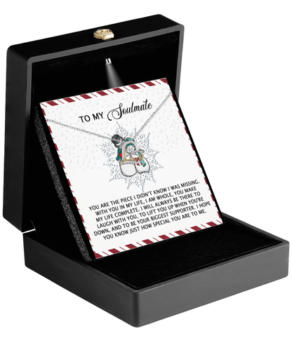 To My Soulmate You Are the Missing Piece Christmas Anniversary Heart Pendant Necklace for Wife Girlfriend Jewelry - Mallard Moon Gift Shop