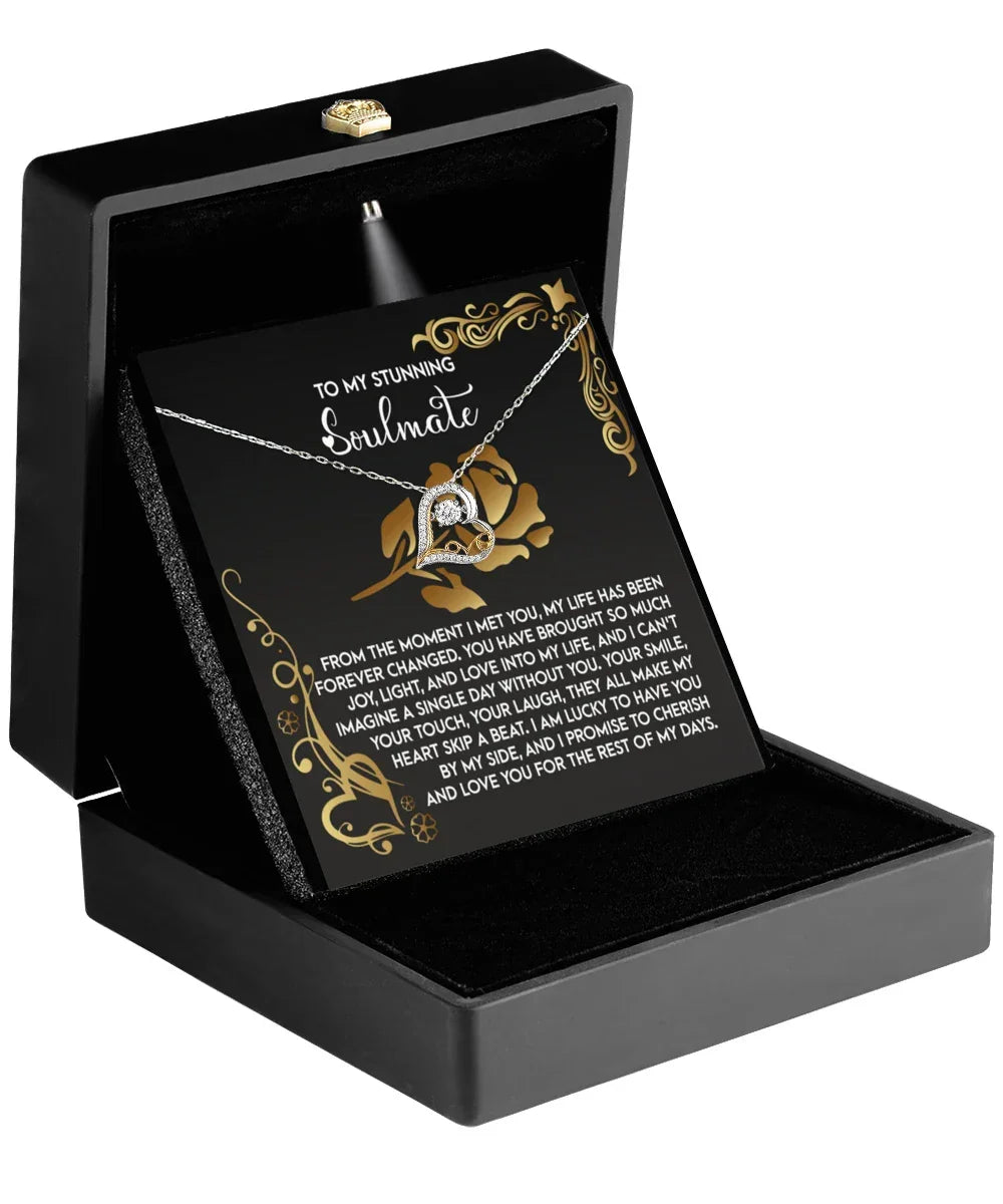 To My Stunning Soulmate - Love Dancing Heart Necklace – A Romantic Gift to Celebrate Joy, Love, and Forever Devotion