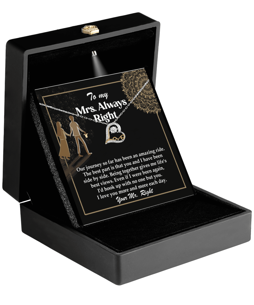 Wife Always Right Romantic Love Dancing Heart Pendant Necklace, Wedding, Anniversary, Birthday Gift from Husband - Mallard Moon Gift Shop