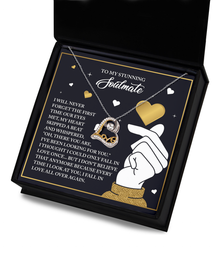 To My Stunning Soulmate - Love Dancing Heart Necklace – A Romantic Valentine’s Day Gift That Celebrates Falling in Love Again and Again - Mallard Moon Gift Shop