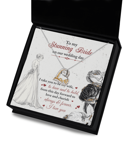 To My Stunning Bride on Our Wedding Day, I Take You to be My Wife Love Dancing Heart Pendant Necklace - Mallard Moon Gift Shop