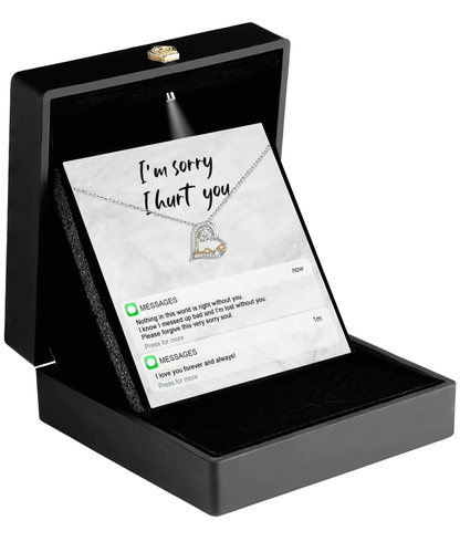 Apology Gift for Girlfriend, Wife, Soulmate - Sorry, Lost Without You - Love Heart Pendant Necklace - Mallard Moon Gift Shop