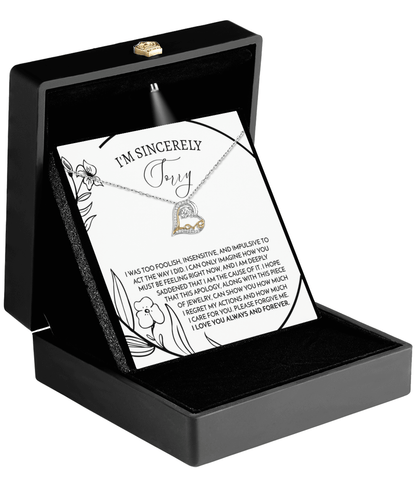 Apology Gift for Girlfriend, Wife, Soulmate -Sorry, Care For You - Love Dancing Heart Pendant Necklace - Mallard Moon Gift Shop