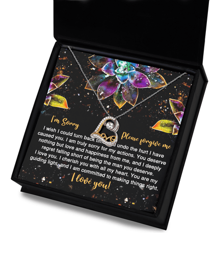 Apology Gift for Girlfriend, Wife, Soulmate - Sorry, All My Heart - Love Dancing Heart Pendant Necklace - Mallard Moon Gift Shop