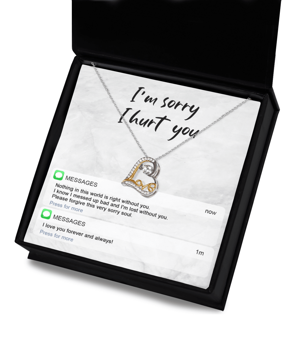 Apology Gift for Girlfriend, Wife, Soulmate - Sorry, Lost Without You - Love Heart Pendant Necklace - Mallard Moon Gift Shop
