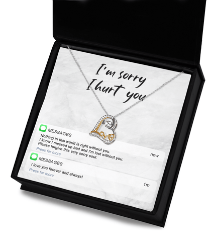 Apology Gift for Girlfriend, Wife, Soulmate - Sorry, Lost Without You - Love Heart Pendant Necklace - Mallard Moon Gift Shop