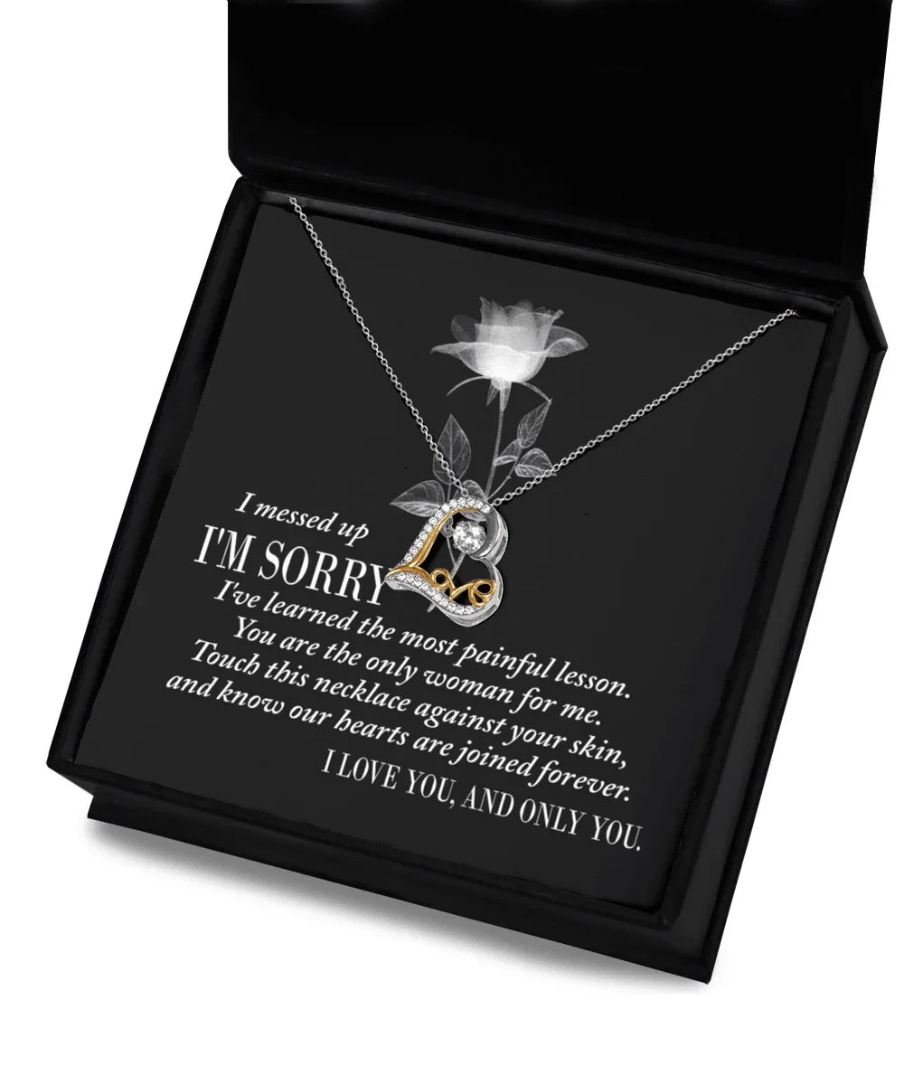 Apology Gift for Girlfriend, Wife, Soulmate - Sorry, Painful Lesson - Love Dancing Heart Pendant Necklace