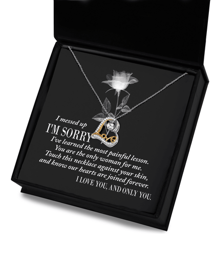 Apology Gift for Girlfriend, Wife, Soulmate - Sorry, Painful Lesson - Love Dancing Heart Pendant Necklace - Mallard Moon Gift Shop