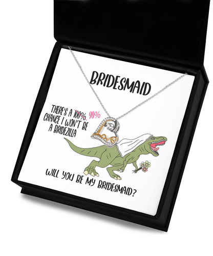 Bridesmaid Wedding Party Proposal Invitation Love Heart Necklace Gift from Bridezilla, Bridesmaid Gifts - Mallard Moon Gift Shop