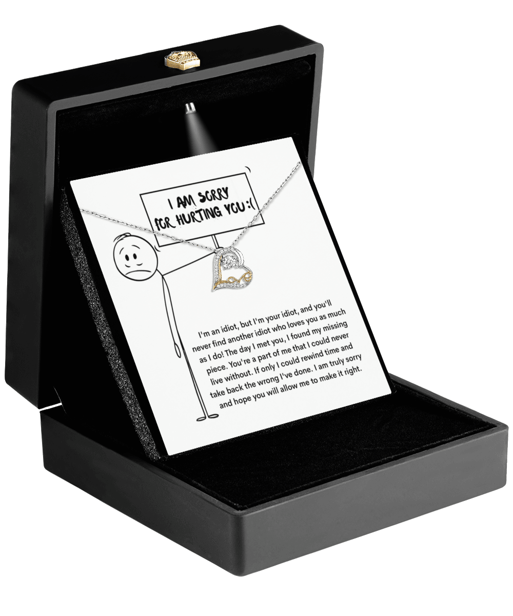 Apology Gift for Girlfriend, Wife, Soulmate - Sorry, Missing Piece - Love Dancing Heart Pendant Necklace - Mallard Moon Gift Shop