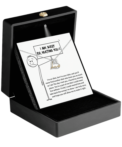Apology Gift for Girlfriend, Wife, Soulmate - Sorry, Missing Piece - Love Dancing Heart Pendant Necklace - Mallard Moon Gift Shop