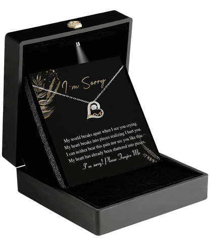 Apology Gift for Girlfriend, Wife, Soulmate - Sorry, See You Crying - Love Dancing Heart Pendant Necklace - Mallard Moon Gift Shop