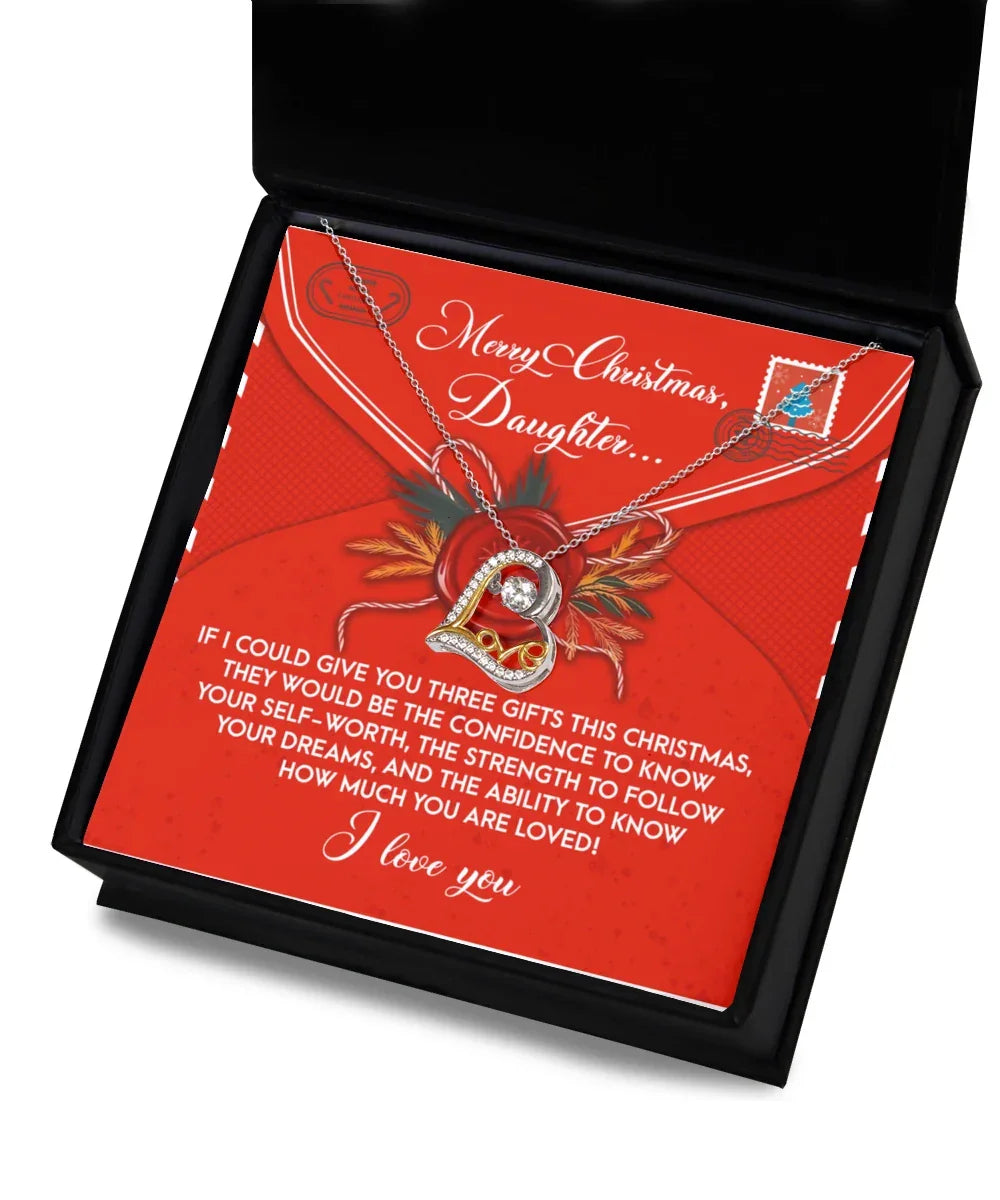 Daughter Christmas Present - This Christmas - Love Dancing Heart Pendant Necklace