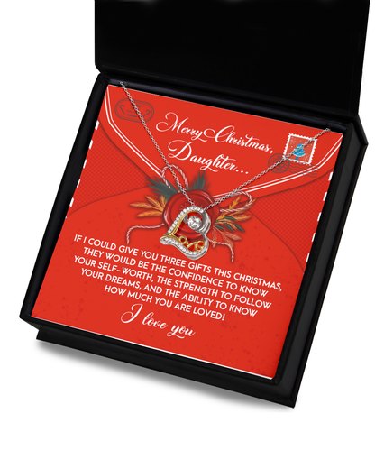 Daughter Christmas Present - This Christmas - Love Dancing Heart Pendant Necklace - Mallard Moon Gift Shop