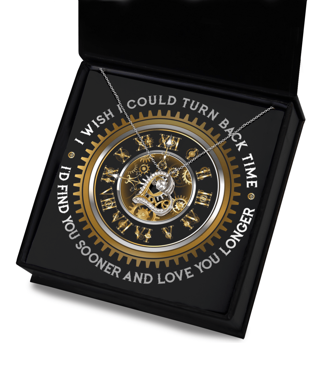 Wife Wedding Day. Anniversary, Birthday Gift - Turn Back Time - Love Dancing Heart Pendant Necklace - Mallard Moon Gift Shop